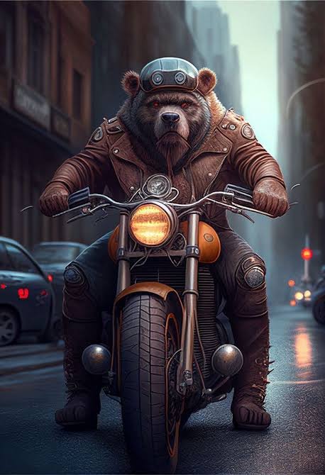 Bear Riding Motorcycle