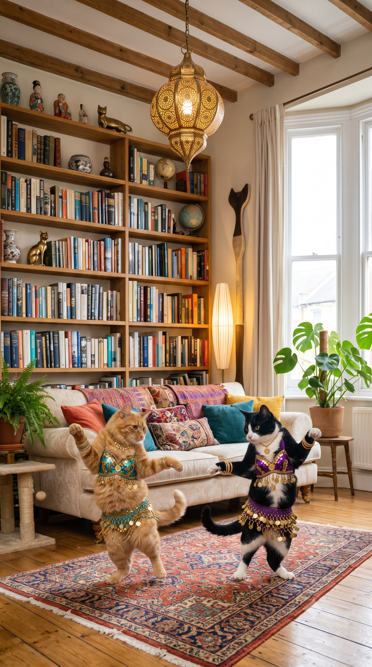 Funny Cats Belly Dancing in a Luxury Livingroom